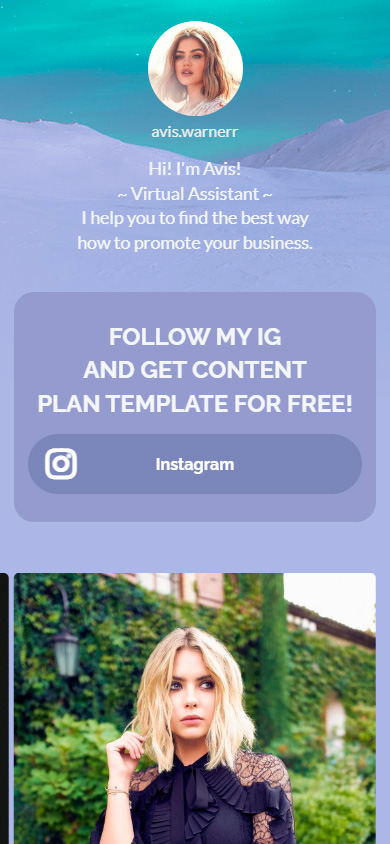 Bir iş koçunun Instagram profil bağlantısı ve fotoğrafı bulunan Taplink sayfası