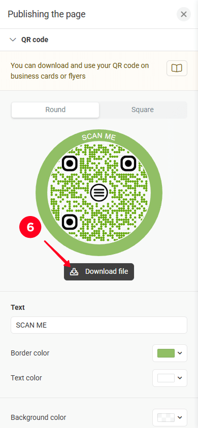 Tapping Download file to download the multi-link QR code