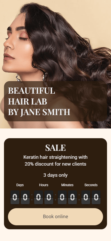Link in bio page of a hair stylist built with Taplink, a tool similar to Linkpop