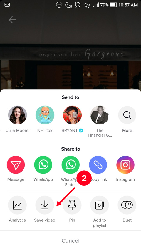 Tapping Save video in the menu on TikTok