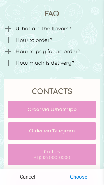 Una sezione FAQ su un sito web di un negozio di cosmetici