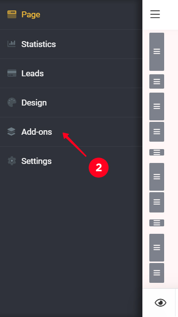 Pulsante del menu degli Add-on evidenziato
