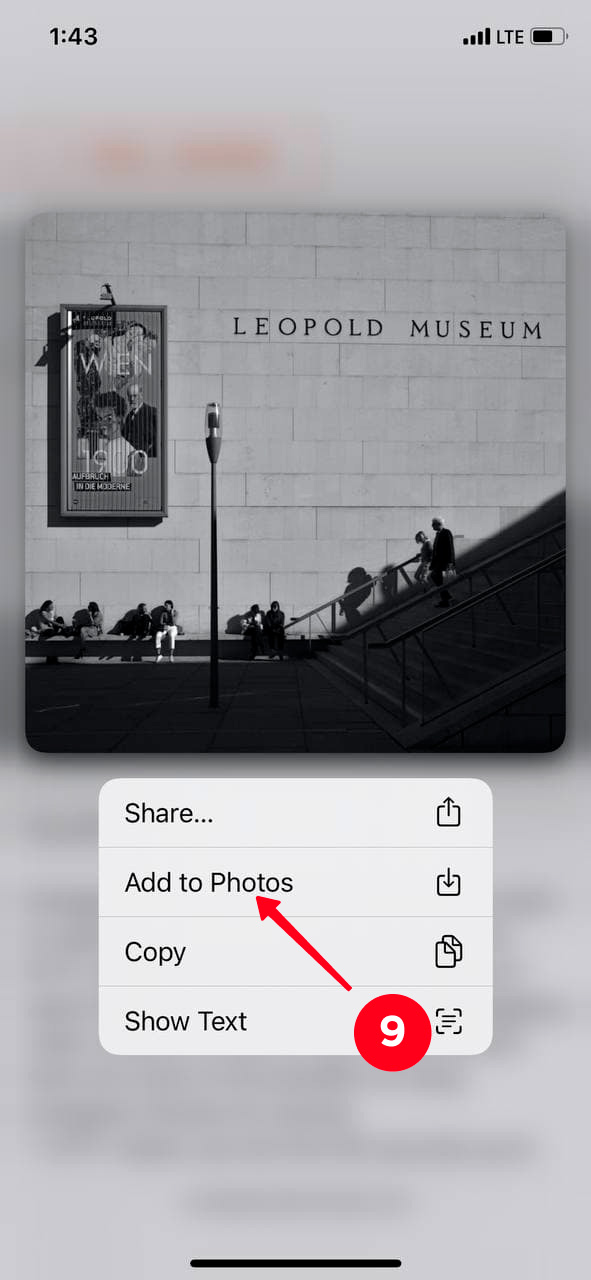 Selecting Add to Photos on the InstagramDownloads website