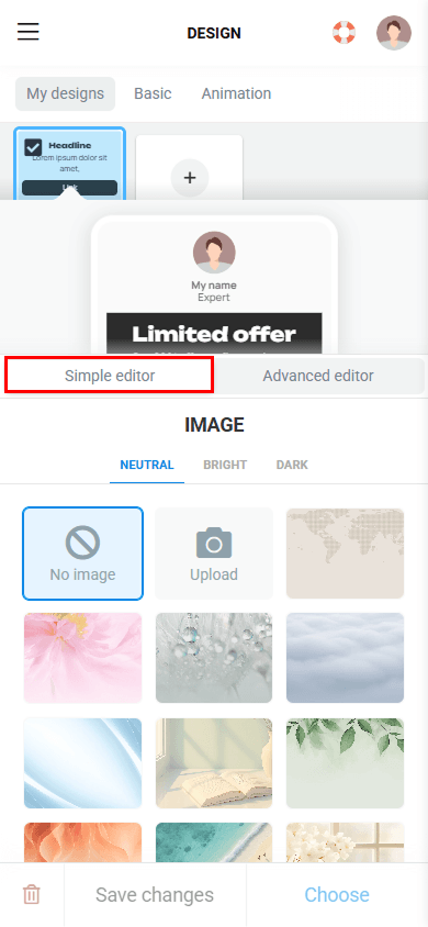 Taplink’s Simple editor to customize the clothing website