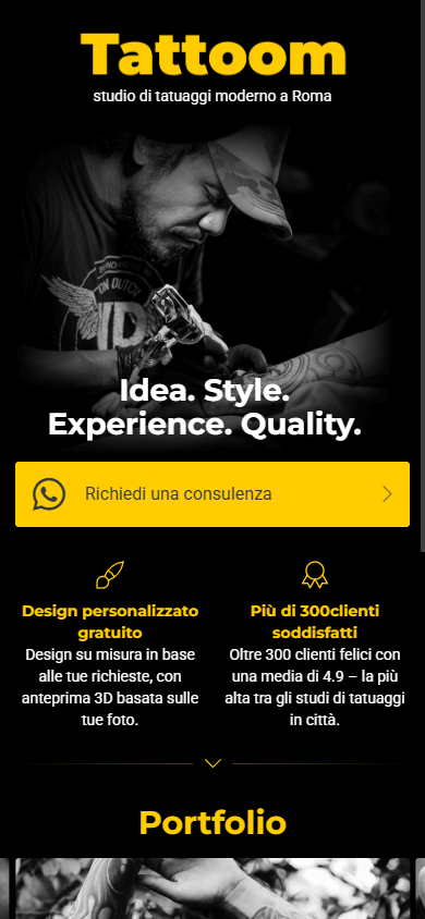 Template professionale per uno studio di tatuaggi