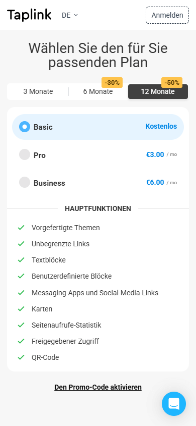Kostenloser Linktree-Tarif