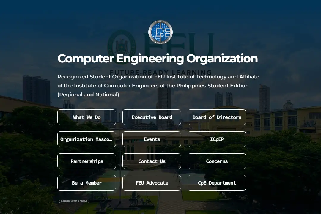 A computer engineering organization’s website built with the Carrd website builder