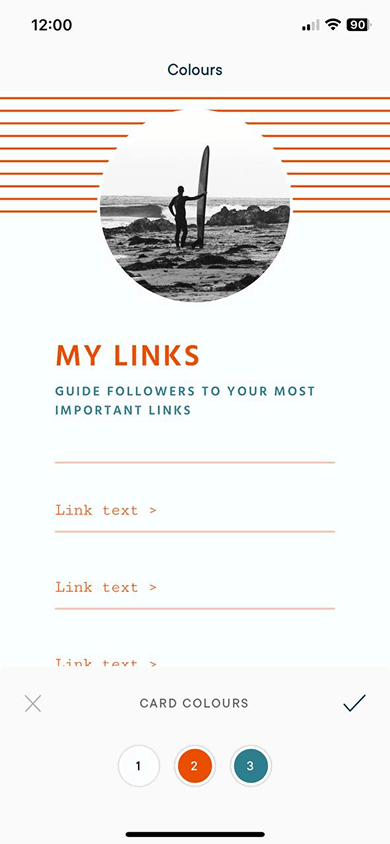 Card color settings in the Milkshake website builder
