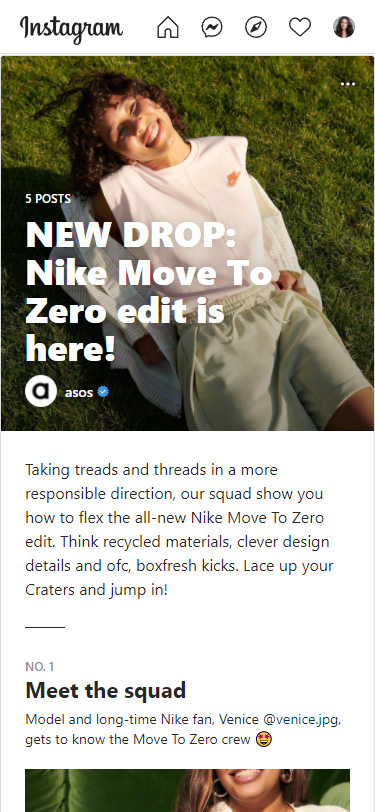 Example of Instagram guide with collaborative posts