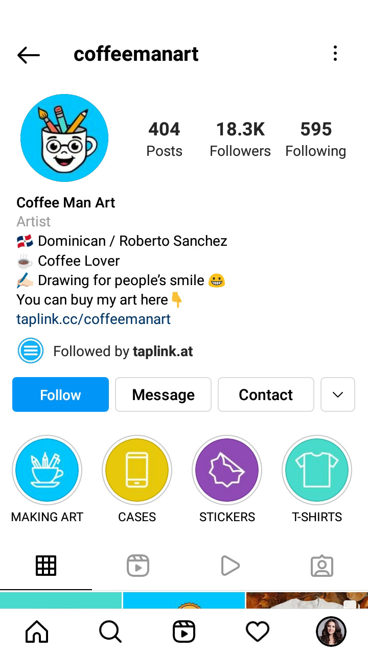Vector image set as the Instagram profile photo