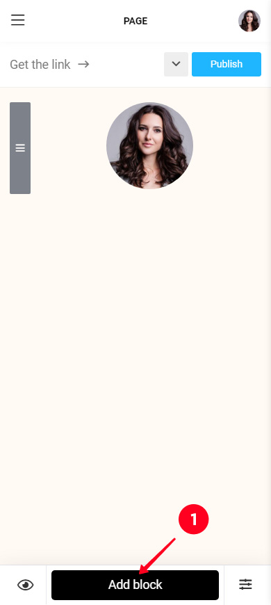 Tapping Add block in the Taplink editor