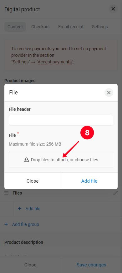 Tapping the upload button when adding the ebook file