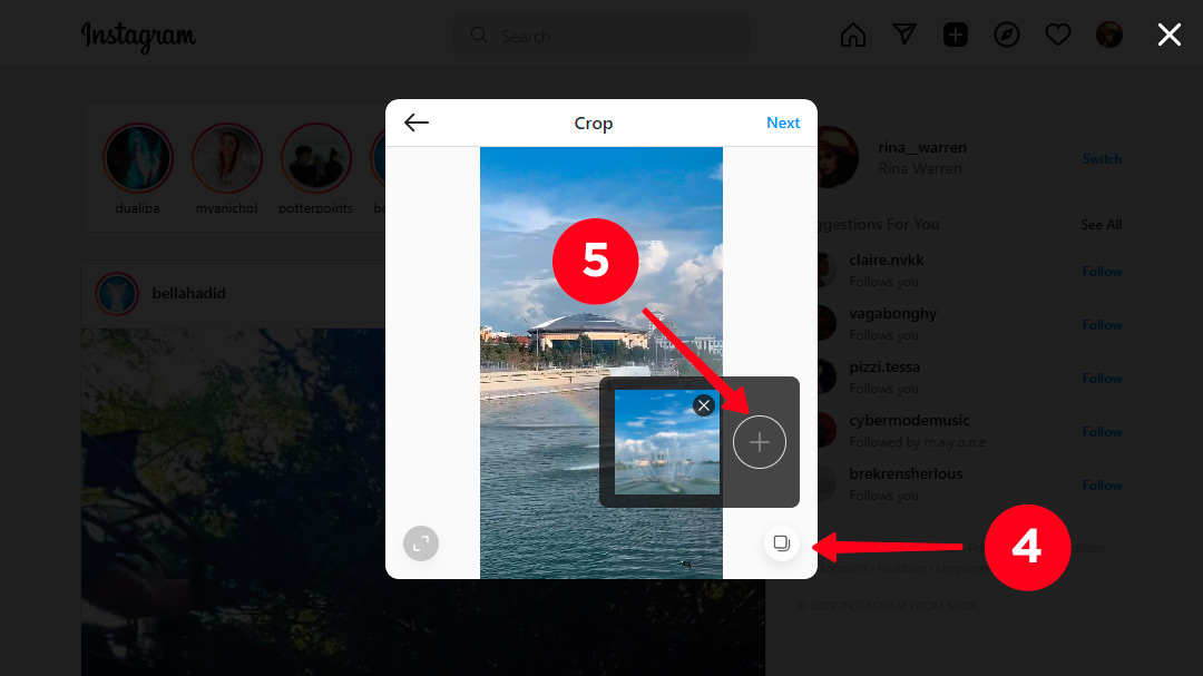 Adding slides to an instagram video post in the desktop browser