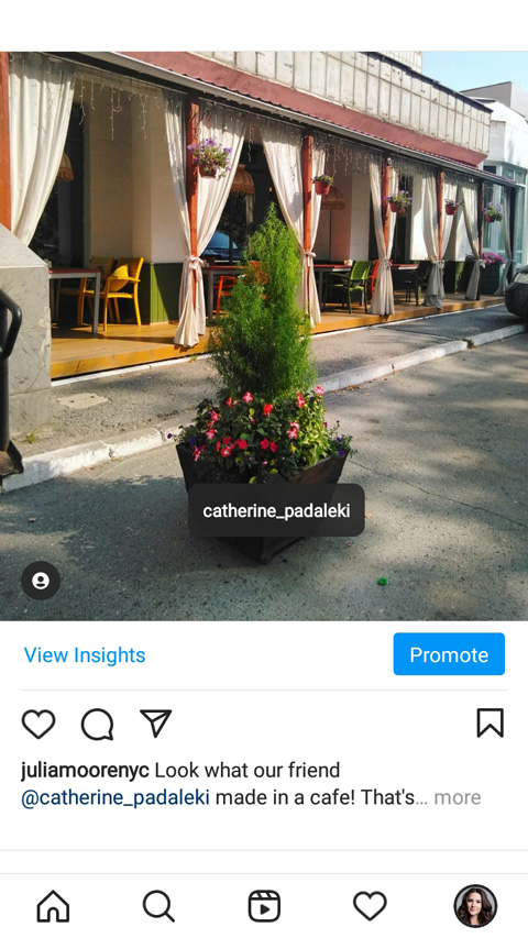Post su Instagram con un link utente cliccabile