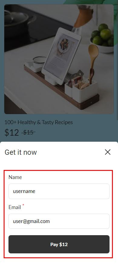 Mengisi kolom nama dan email di jendela pop-up