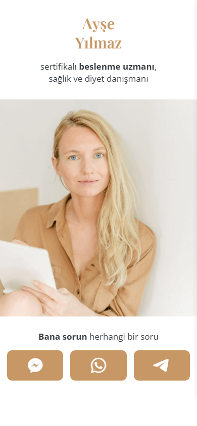 Taplink kullanılarak yapılmış bir beslenme uzmanı sayfası