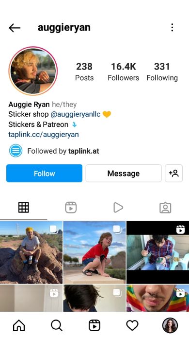 Instagram profile of a social media micro-influencer
