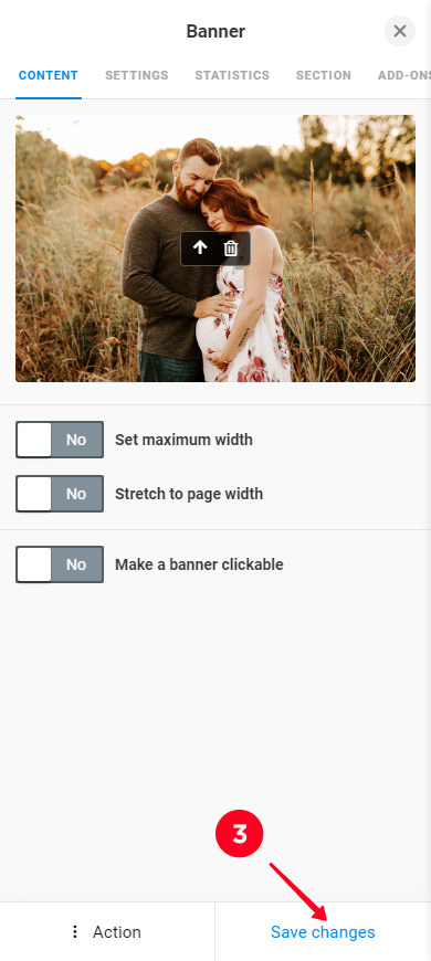 Tapping Save changes in the image settings