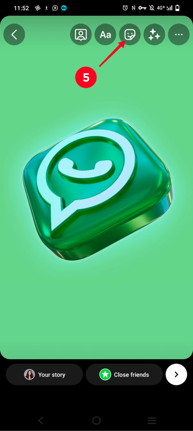 Tapping the sticker icon in the Instagram story editor