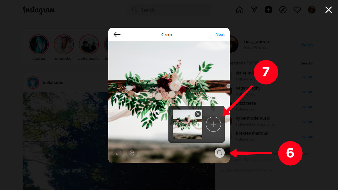 Adding slides to an instagram post in the desktop browser
