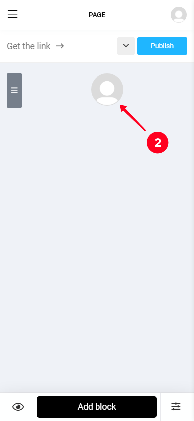 Tapping a blank profile photo in the Taplink editor