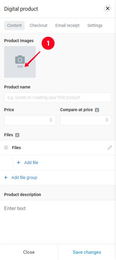 Uploading a photo as a digital product cover