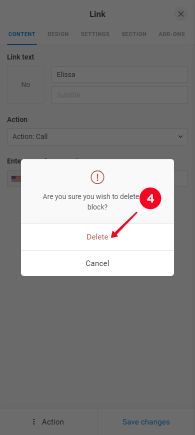Confirming the button deletion