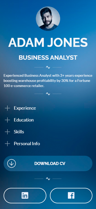 Taplink made for a business analyst’s Instagram profile