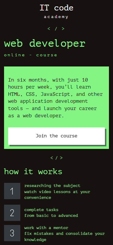Top of the good IT academy’s link tree example