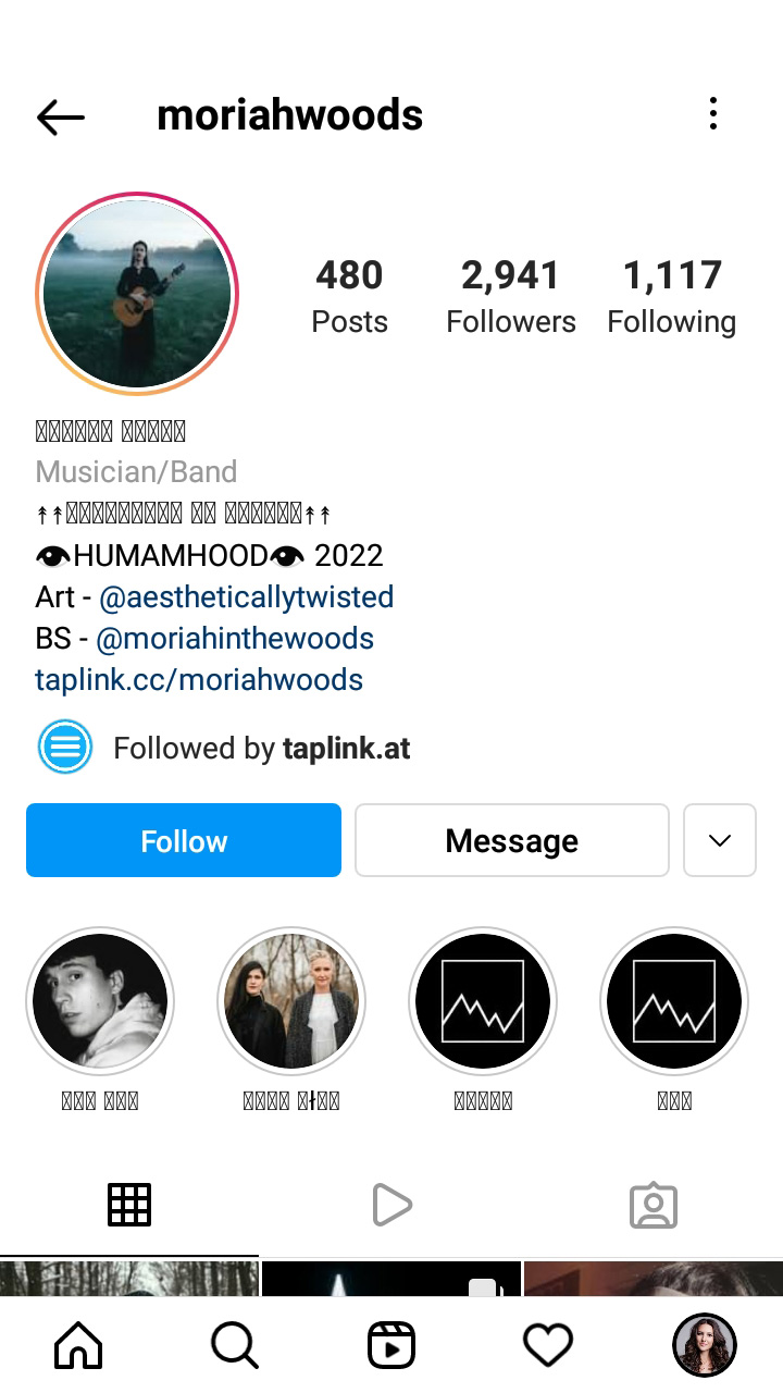 Instagram profile picture showing a person with a guitar