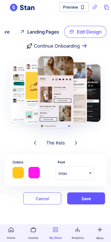 Design settings available in Stan Store