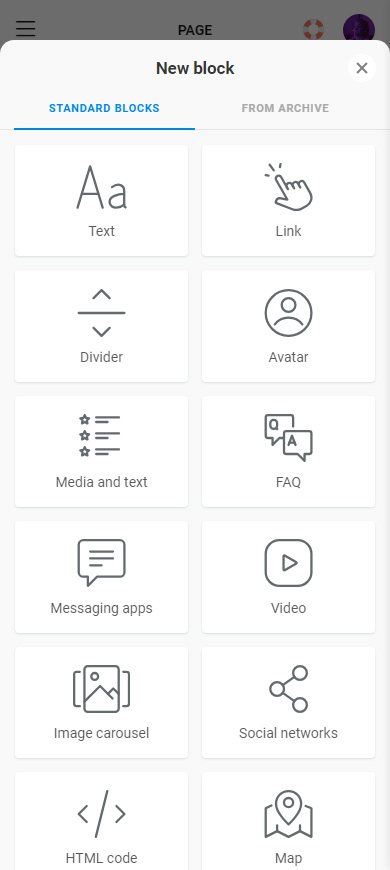 The first 12 Taplink blocks on the list