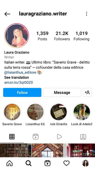 Micro-influencer's Instagram profile page