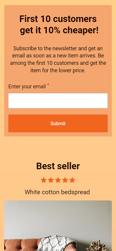 Link in bio page with a discount section made on Taplink for an Etsy seller