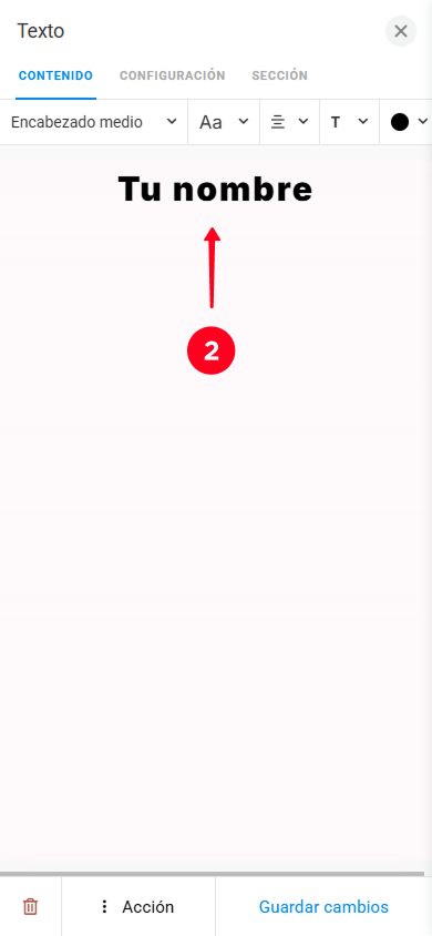 Cambiando el nombre en el editor