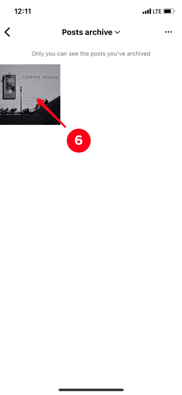 Choosing a post in the Instagram Archive