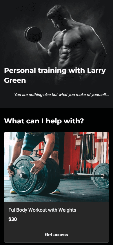 Taplink page of a fitness trainer