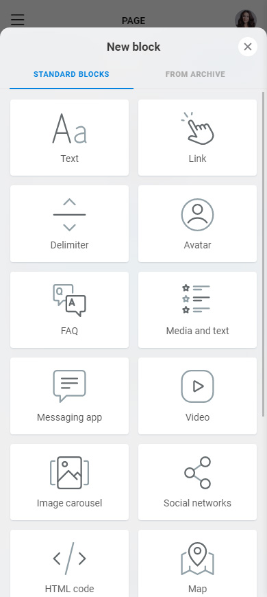 The first 12 Taplink blocks on the list