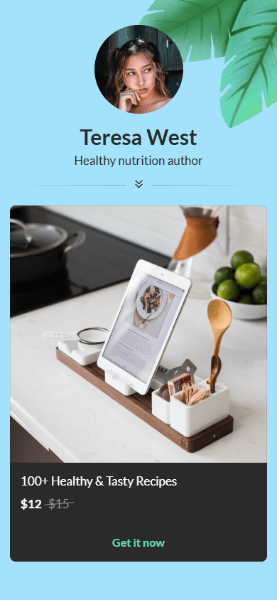 Healthy nutritionist’s link in bio page created with Taplink as an alternative to Linkpop