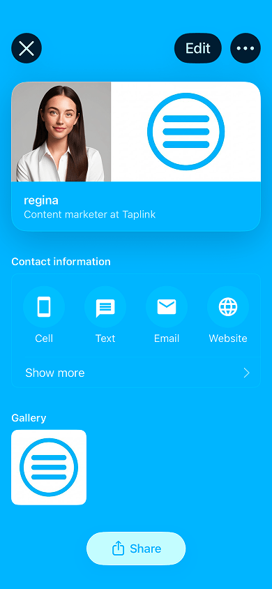 Electronic business card preview in Haystack