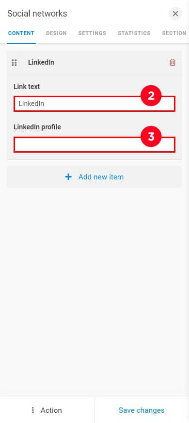 Menambahkan tautan LinkedIn di pengaturan tombol bermerek di Taplink