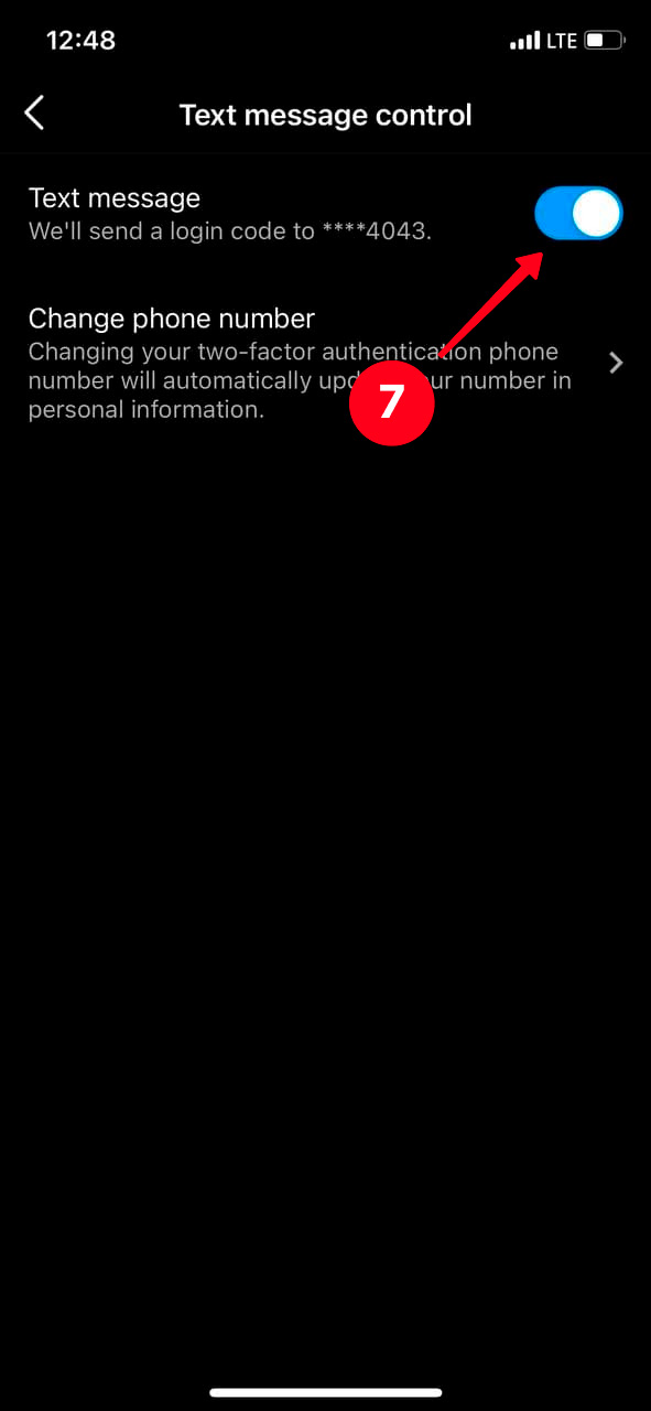 Deactivating the Text message feature in the settings