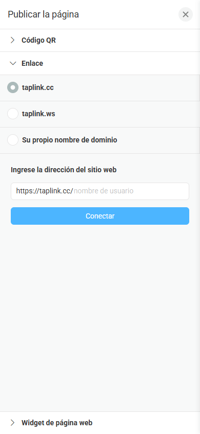 Creando el enlace de la página de Linktree