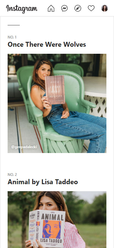 Post about a book in an Instagram guide
