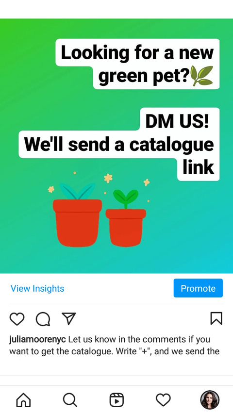 Post su Instagram che invita a scrivere un commento