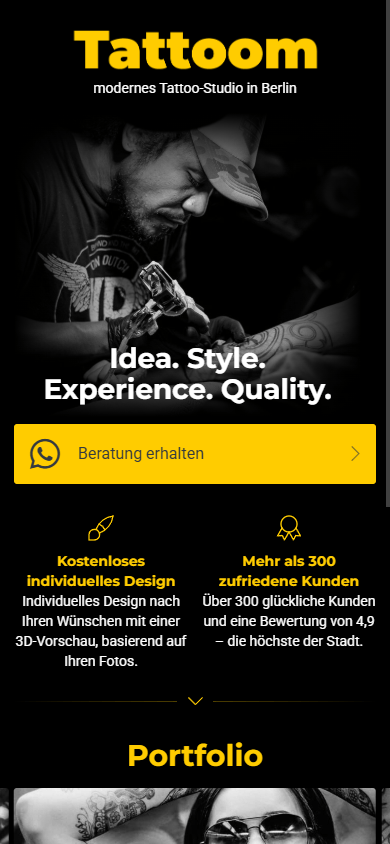 Professionelle Vorlage für ein Tattoostudio