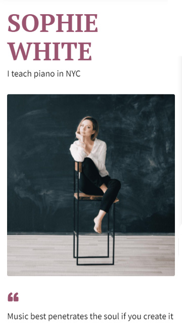 Taplink-Website "Über mich" eines Musikers