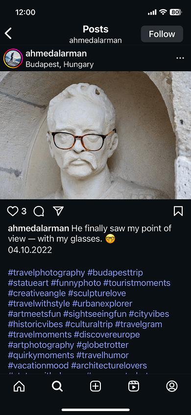 A photo with a funny caption on Instagram