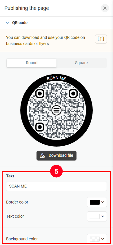 Adjusting the design settings of the QR code with multiple links