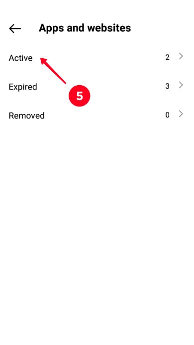 Choosing Active in the Instagram Apps and websites settings